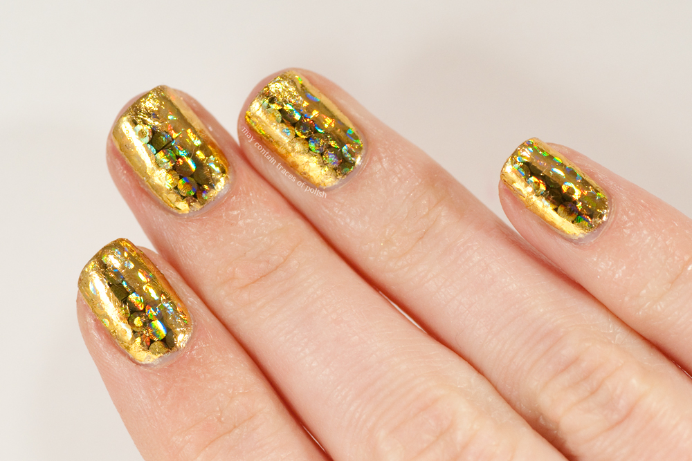 10. Burgundy and Gold Foil Nails - wide 2