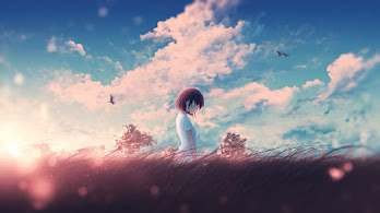 Anime Girl Sunrise Scenery Sky 4K #4660b