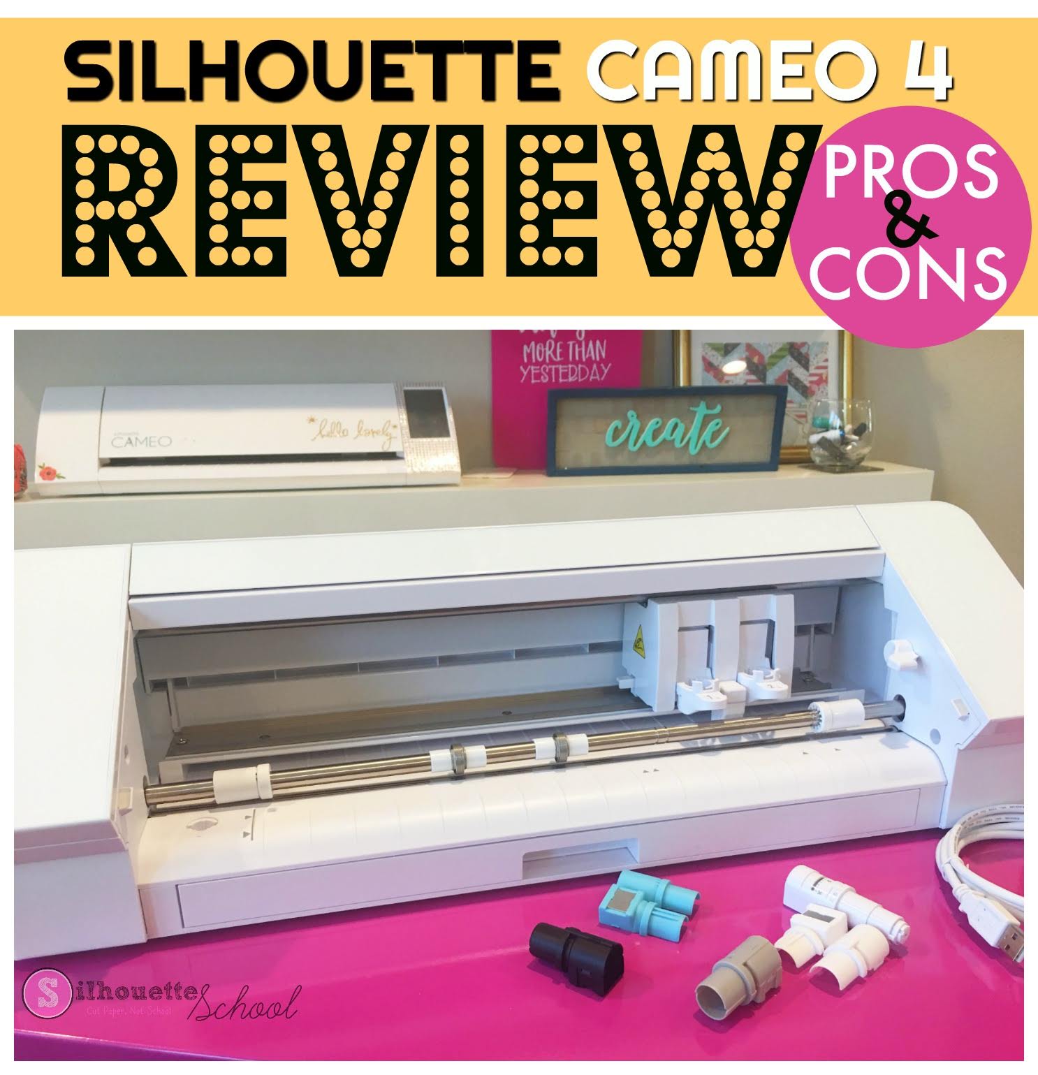 Silhouette Cameo 4 Plus Electronic Cutter, White - Cutting Mat, Power  Cords, Built in Roll Feeder, Silhouette Studio Software 