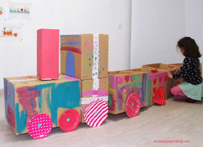tren diy con cajas para mudanza de selfpackaging