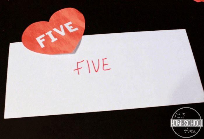 Valentine Hearts Preschool Number Matching