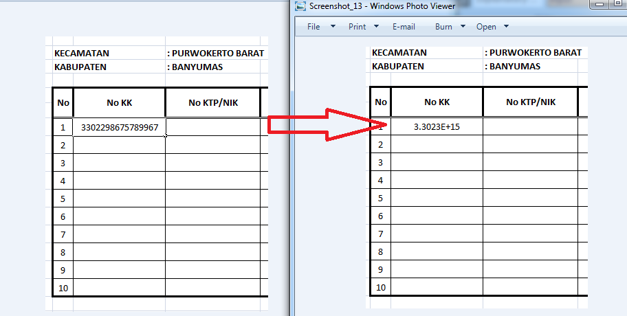 Cara Menulis Atau Input KK, No.KTP dan NO.HP Ke Microsoft