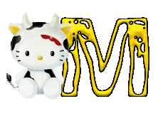 Alfabeto de Hello Kitty disfrazada de vaquita M.