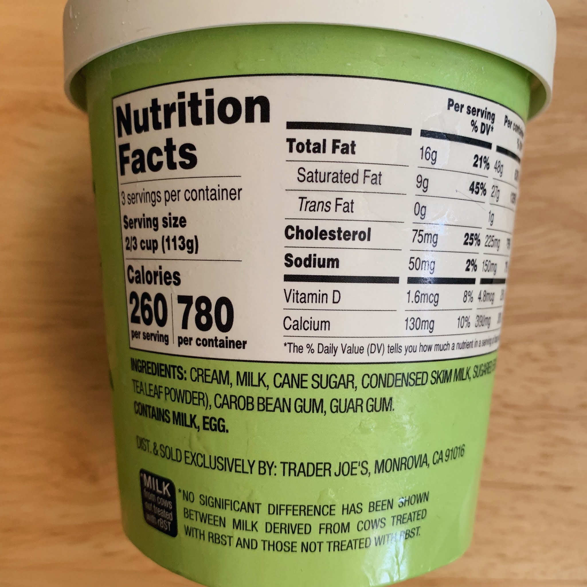 Trader Joe's Matcha Green Tea Ice Cream