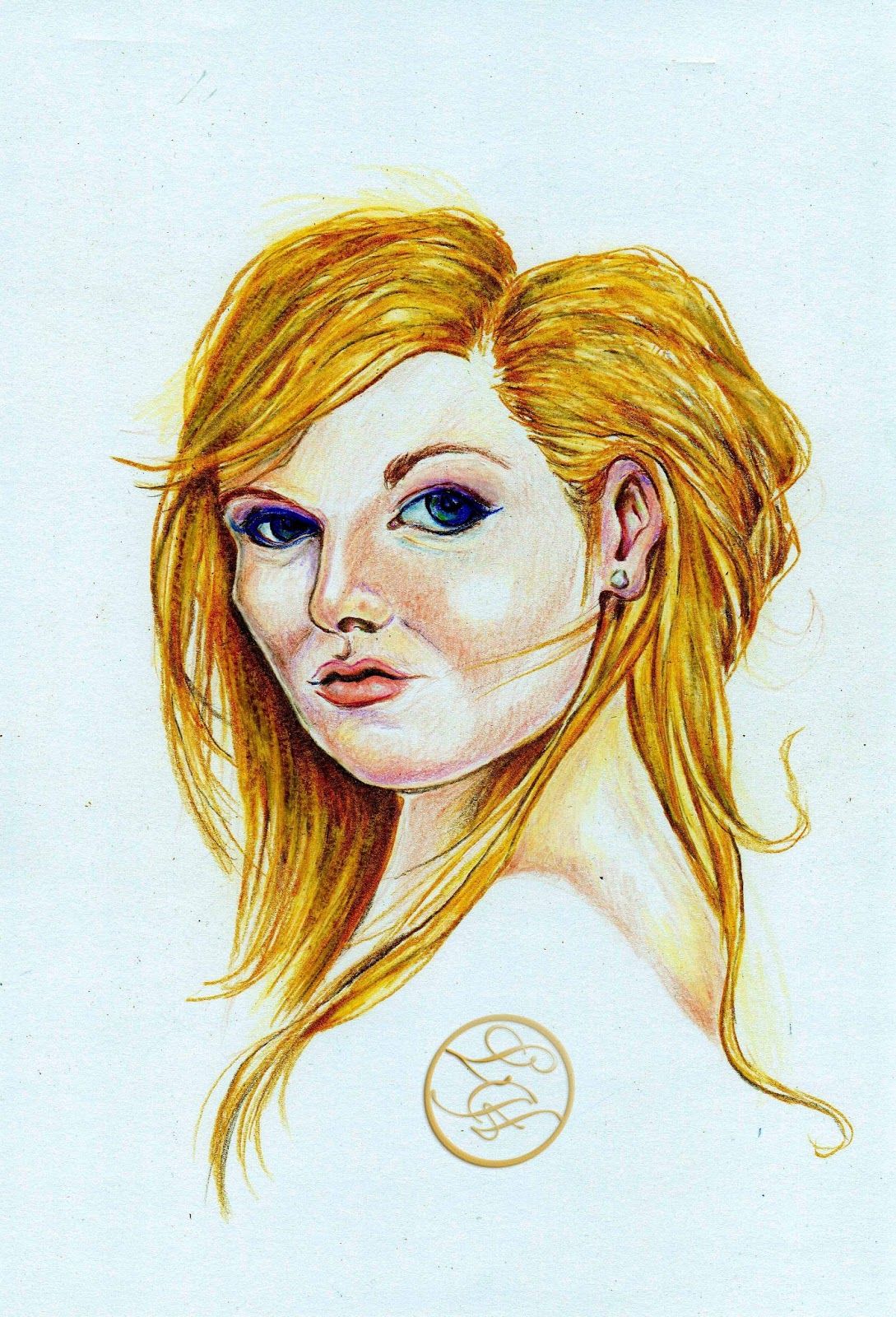 Drawing blond hair with colour pencils