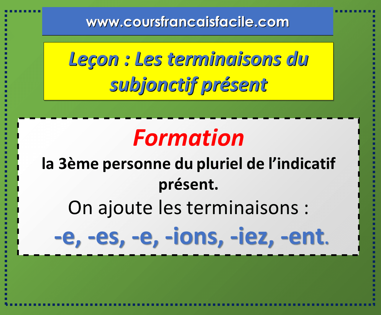Plaire 2eme Personne Du Pluriel Subjonctif Passé Leçon : Les terminaisons du subjonctif présent
