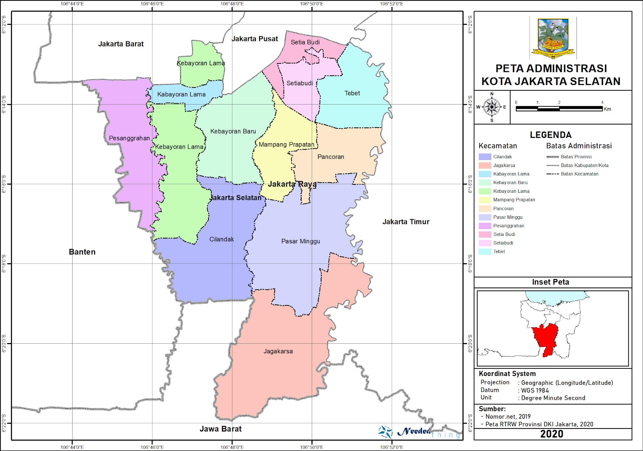 Peta Administrasi Kota Jakarta Selatan, Provinsi DKI Jakarta ~ NeededThing