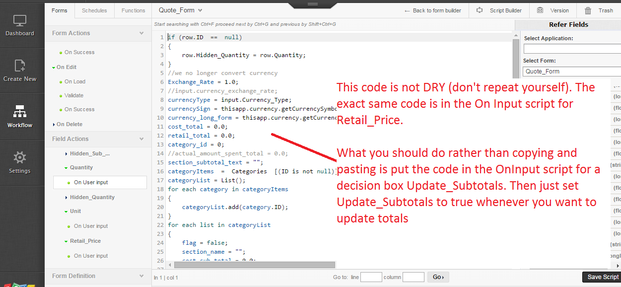 Keeping your OnInput code DRY in Zoho Creator