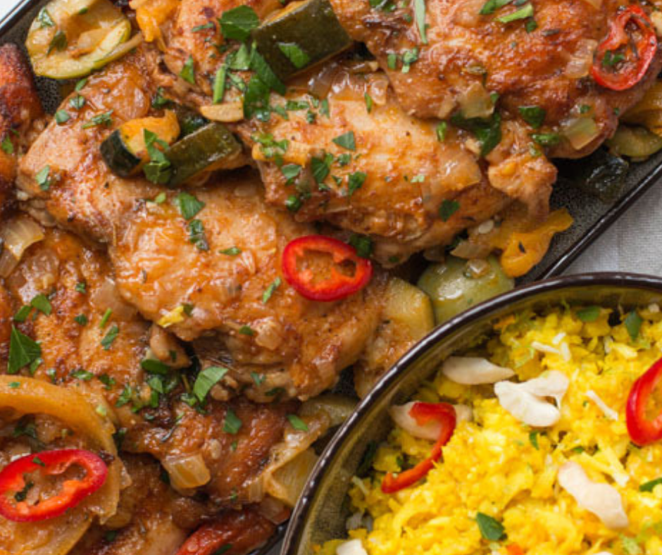 Low Carb Chicken Stew With Keto Cauliflower Rice Nabila Kitchen