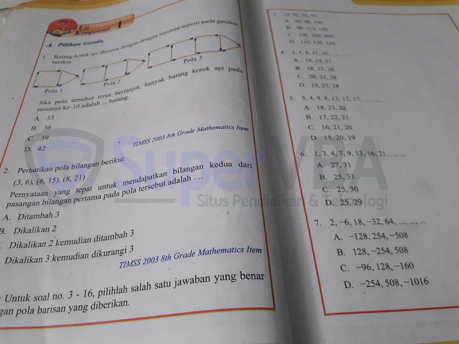 Matematika Menjawab Kunci Jawaban Uji Kompetensi 1 Bab Pola Bilangan Matematika Kelas 8 Matematika Menjawab