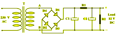 Bridge rectifier circuit diagram with filter
