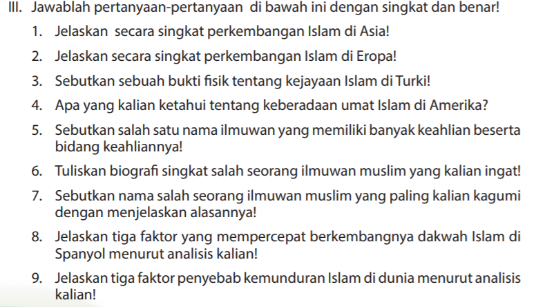 √ Jawaban III Evaluasi Halaman 233 PAI Kelas 12 Bab 10