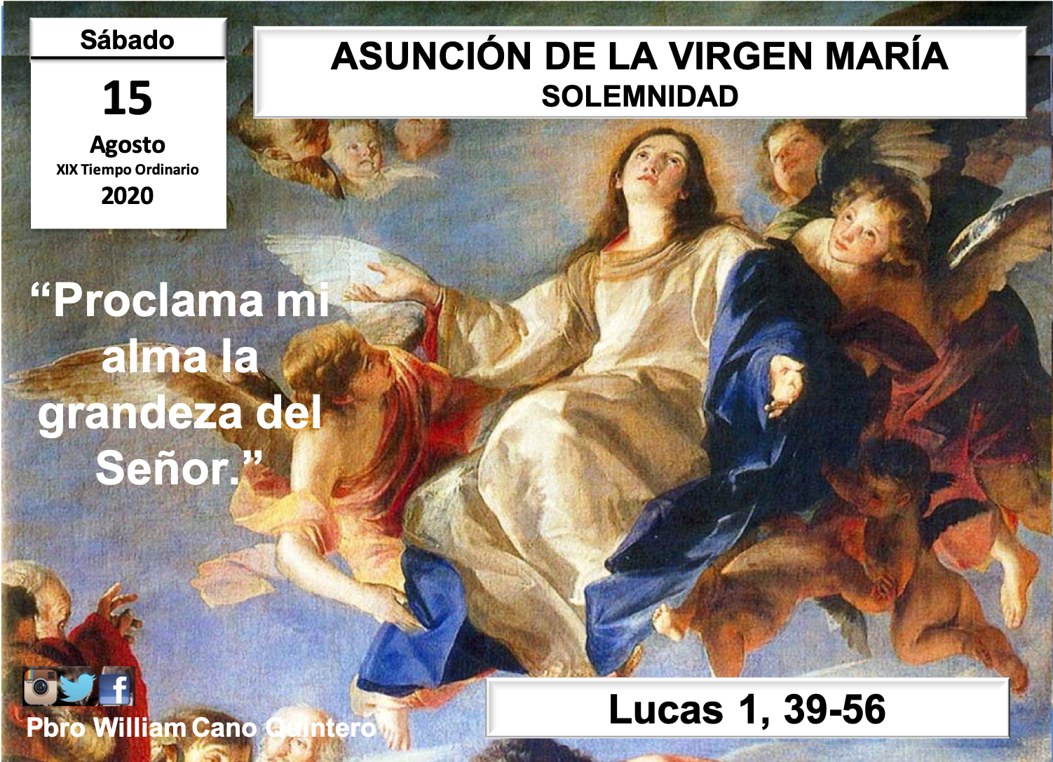 Evangelio Hoy Lecturas de la misa del 15 de agosto de 2020