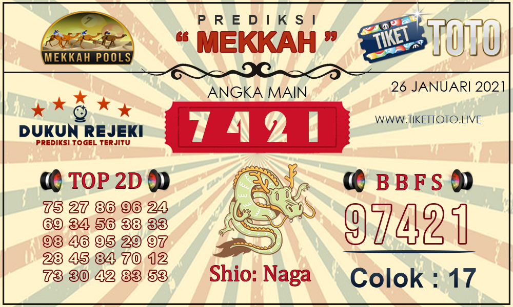 Prediksi Togel MEKKAH TIKETTOTO 26 JANUARI 2021