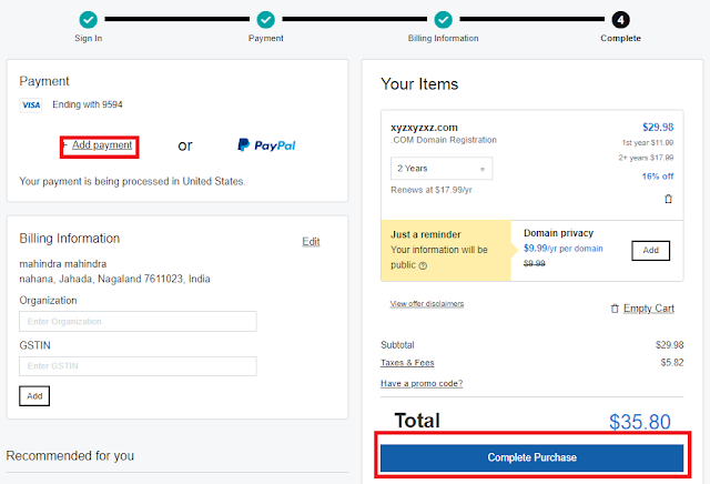 buying a domain on godaddy