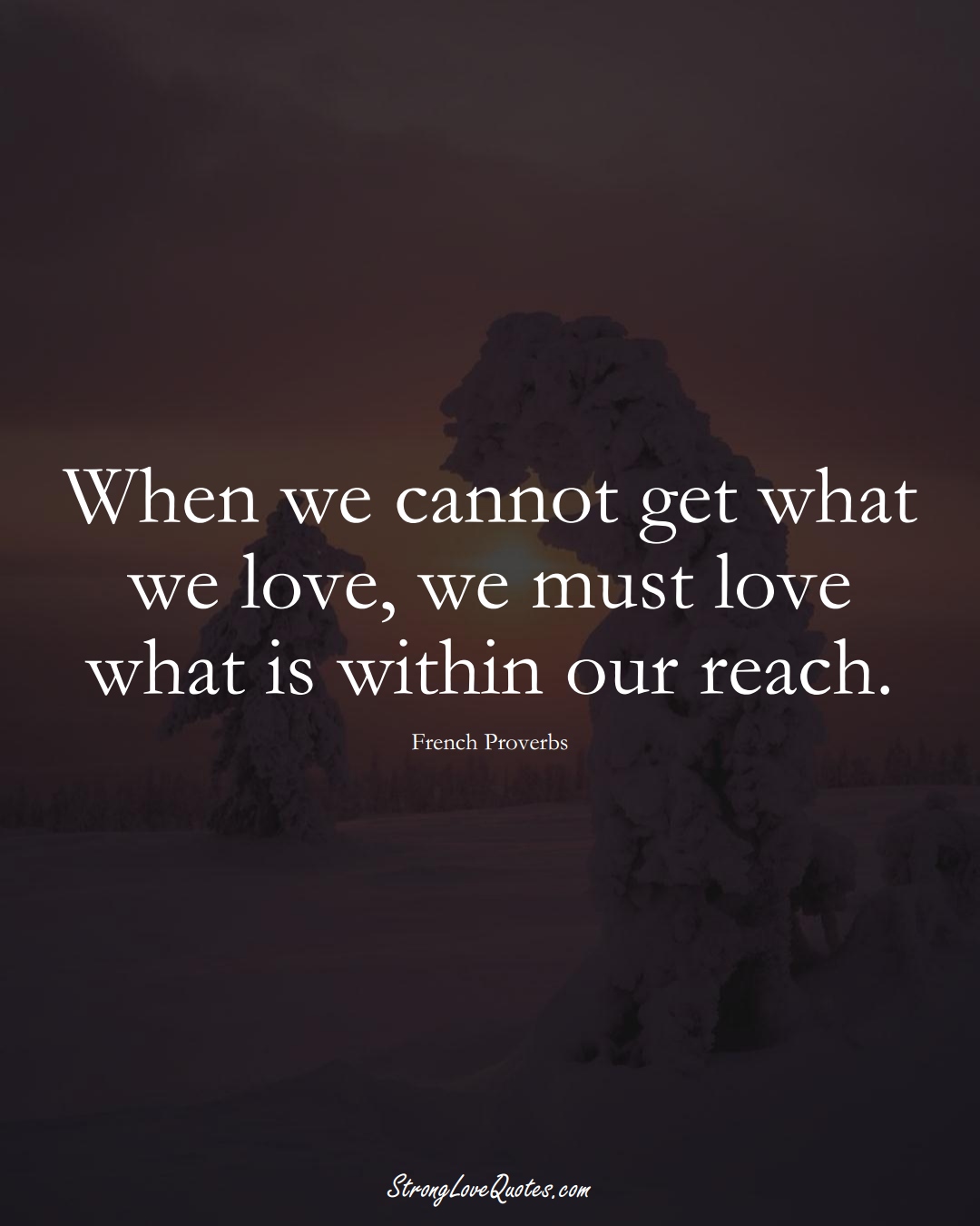 When we cannot get what we love, we must love what is within our reach. (French Sayings);  #EuropeanSayings