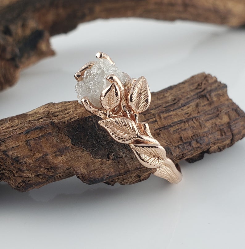 Rough Diamond Twig and Branch in Solid Gold, Engagement, Solitaire Only,  Hand Sculpted by DV Jewelry Designs - Etsy | Crystal engagement rings, Rough  diamond engagement ring, Unique engagement rings