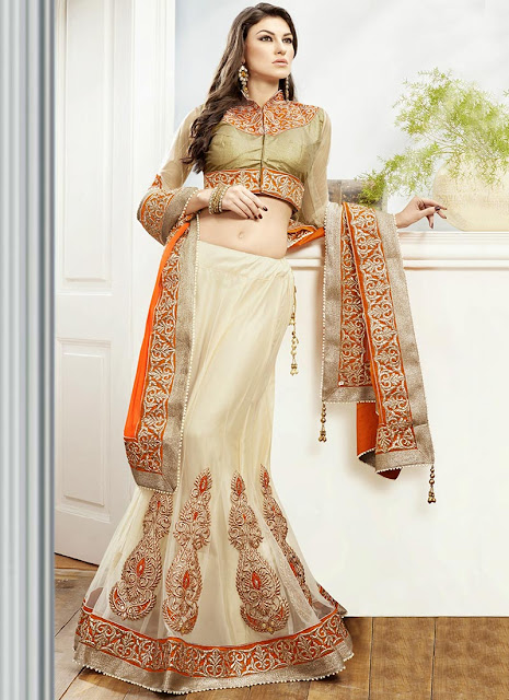 Charismatic Cream Net Lehenga Choli
