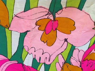 The Dollhead: 1960's Loomskill Fabric with Painted Flower Pattern- a ...