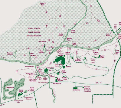 Mapa oficial que ofrecen al entrar al parque del Turkey Run State Park