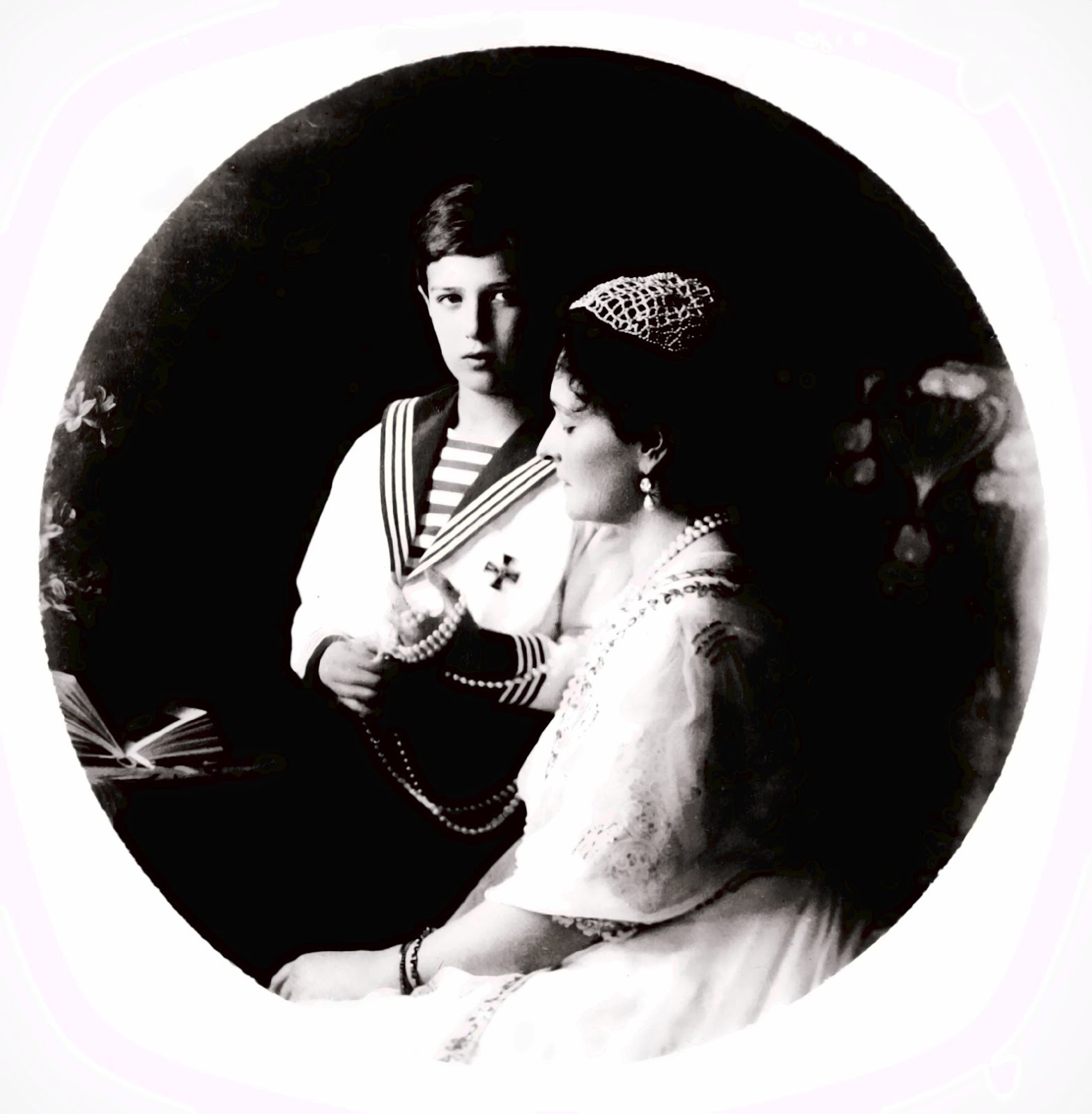 GRAND DUKE ALEXEI ROMANOV AND MOTHER ALEXANDRA
