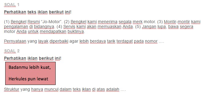 Contoh Soal Menyunting Teks Iklan Sesuai Dengan Struktur Dan Kaidah