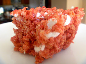 Wonderfully sweet and gooey rice krispie treats that are bursting with strawberry flavor. - Slice of Southern