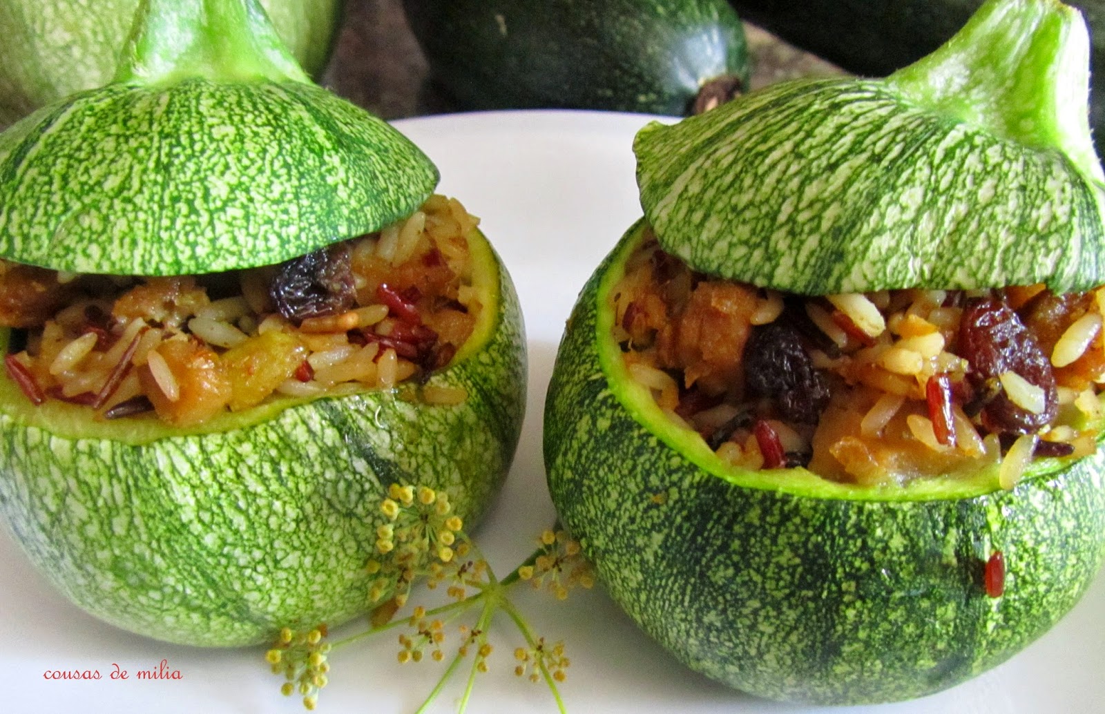 Calabacines rellenos de seitan