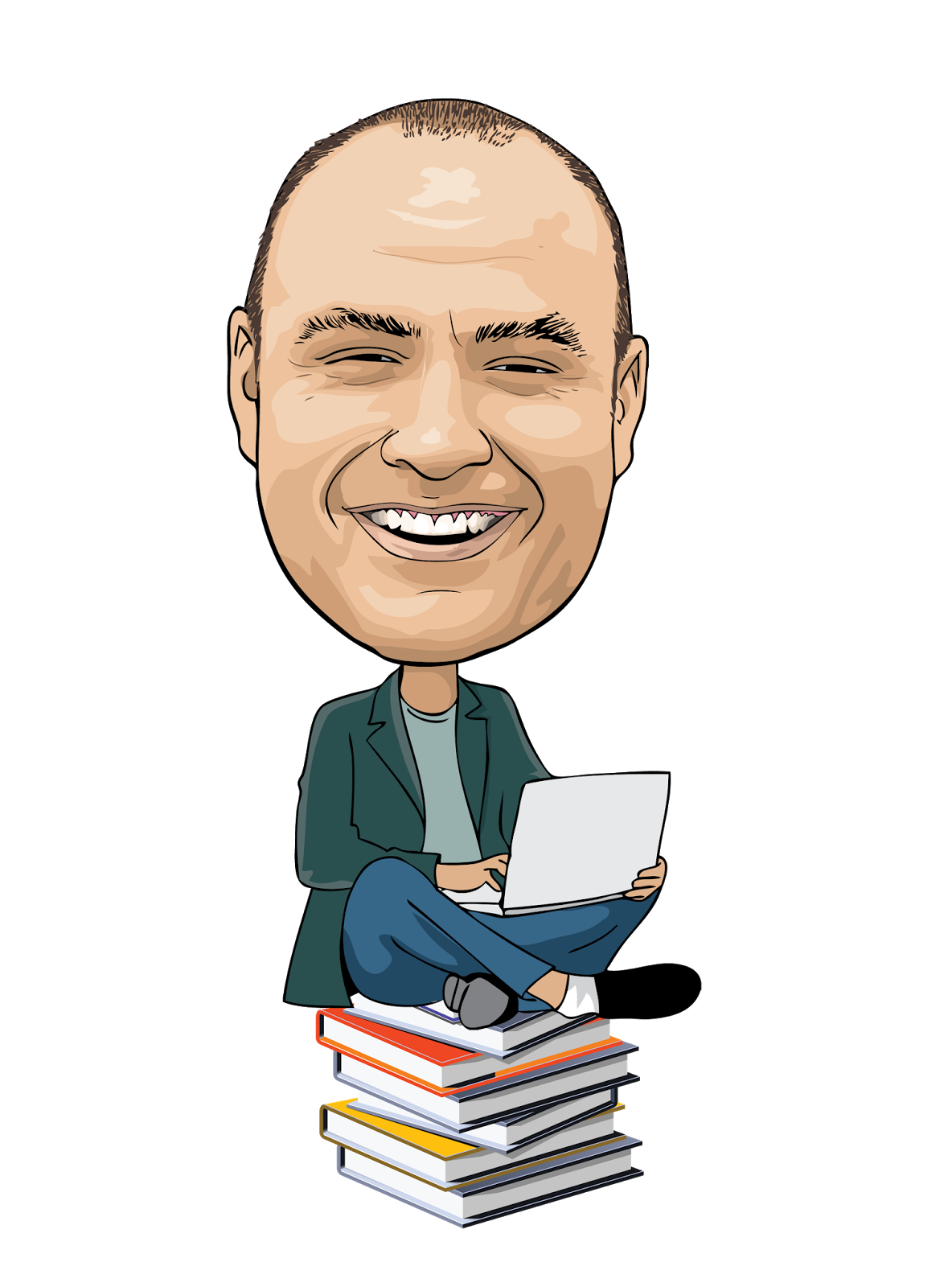 caricaturecartoon: man with book caricature, man with laptop caricature