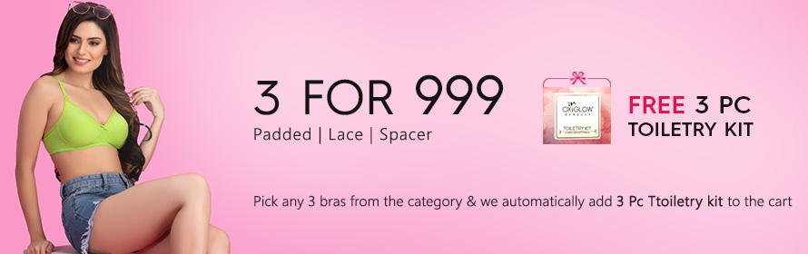 Bra Combo Offer,Get 3 Bras at Rs.999