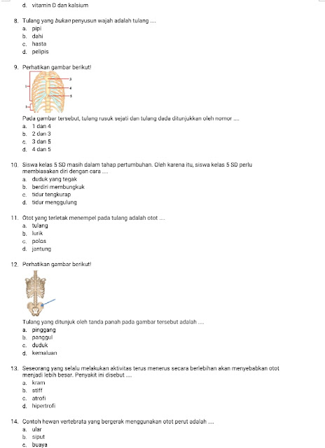 RIO ANNAAS ISLAMIYAH: KELAS 5 LATIHAN SOAL PTS TEMA 1 (IPA)