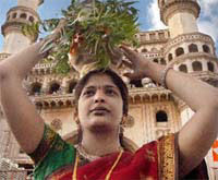 Golconda Bonalu at Sri Jagdamba Mahankali Temple at Golconda Fort in Hyderabad