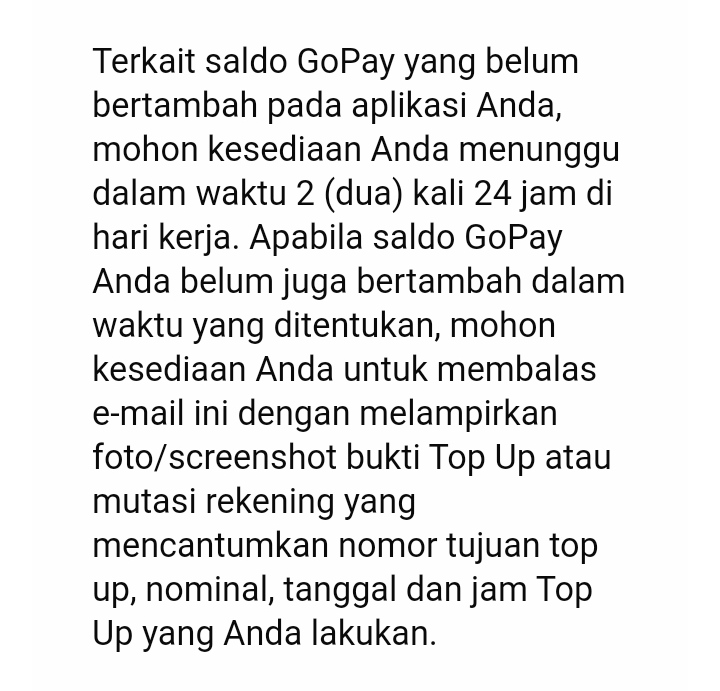 Saldo GO-PAY tidak masuk