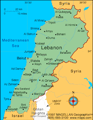 Lebanon Map Political Regional