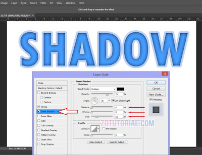 Membuat Efek Shadow di Dalam Tulisan Menggunakan Photoshop | Inner Shadow