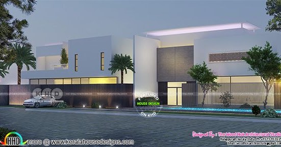 Modern flat roof luxury home 500 square meter - Kerala home design and
