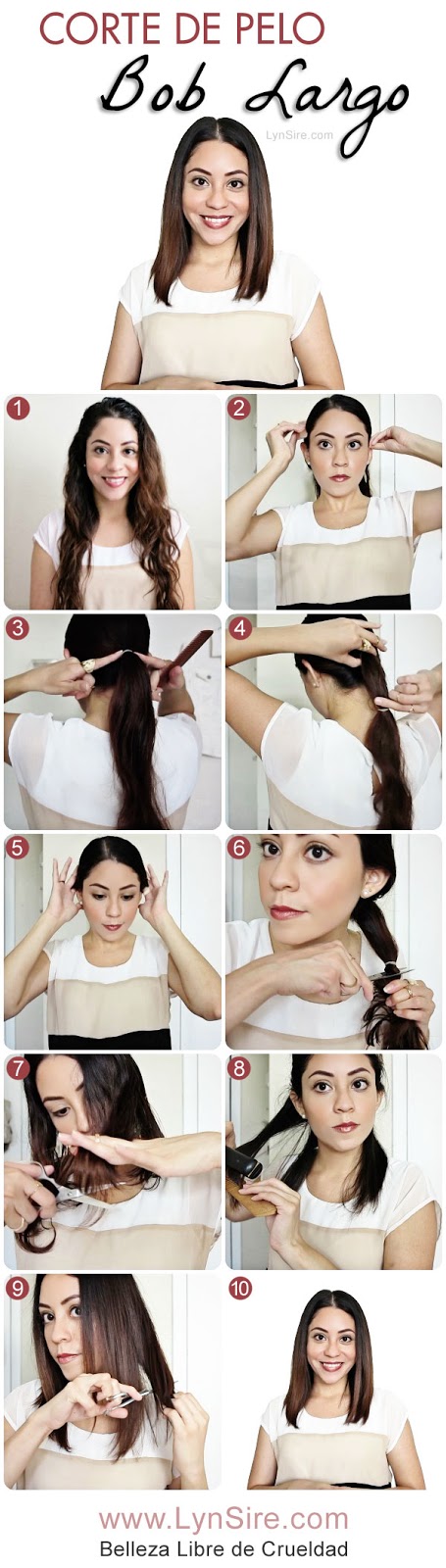 Corte de Pelo Bob Largo Tutorial! Cómo cortarse el cabello uno mismo - LynSire.com | Belleza Libre de Crueldad