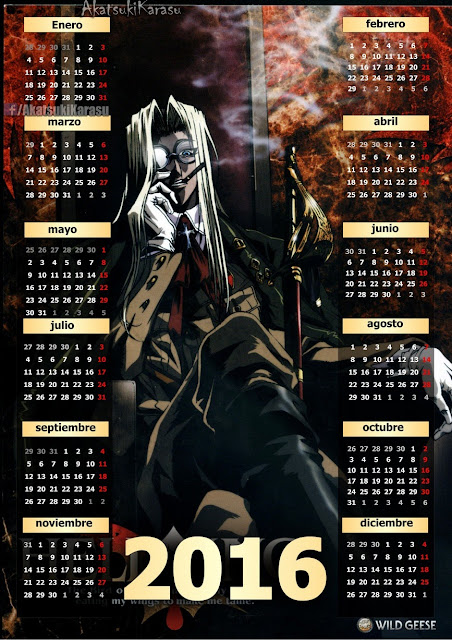 calendario 2016 anime hellsing