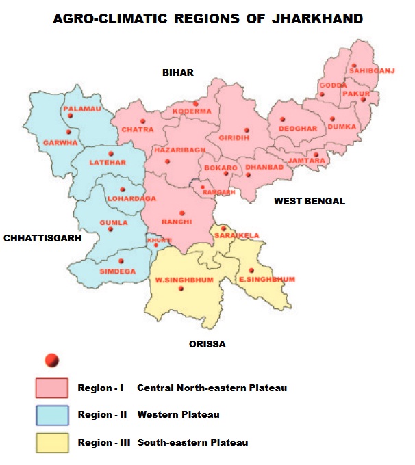 Different agro climatic zones of Jharkhand for JPSC