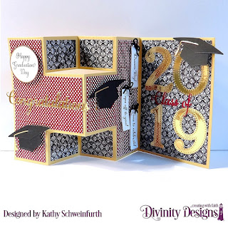 Divinity Designs Stamp Set: Dream Big, Custom Dies: Grad, Half-Shutter Card with Layers, Large Numbers, Treat Tags, Paper Collections: Chalkboard, Old Glory 