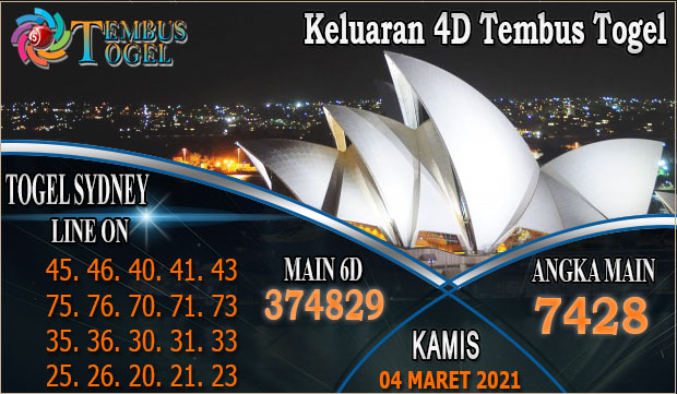 Keluaran 4D Tembus Togel Sidney Kamis 04 Maret 2021