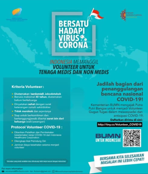 Indonesia Memanggil Volunteer Untuk Tenaga Medis dan Non Medis Bersama Hadapi Covid-19