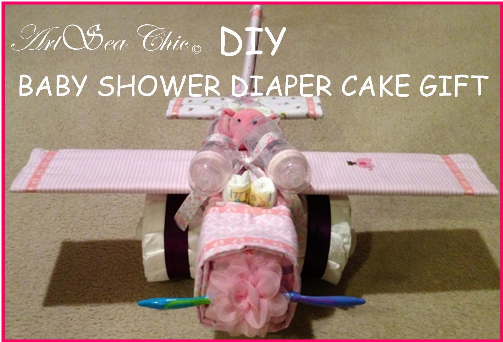 DIY Baby Shower Airplane Diaper Cake Gift
