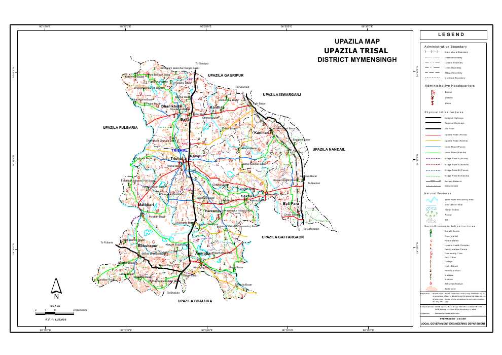 Trishal Upazila Map Mymensingh District Bangladesh