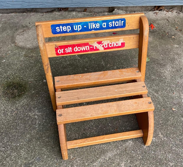 A Fun Free Step Stool/Folding Chair Upcycle Organized Clutter