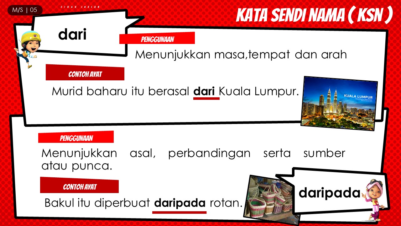 nota KATA SENDI NAMA, tatabahasa tahun 3, KSN