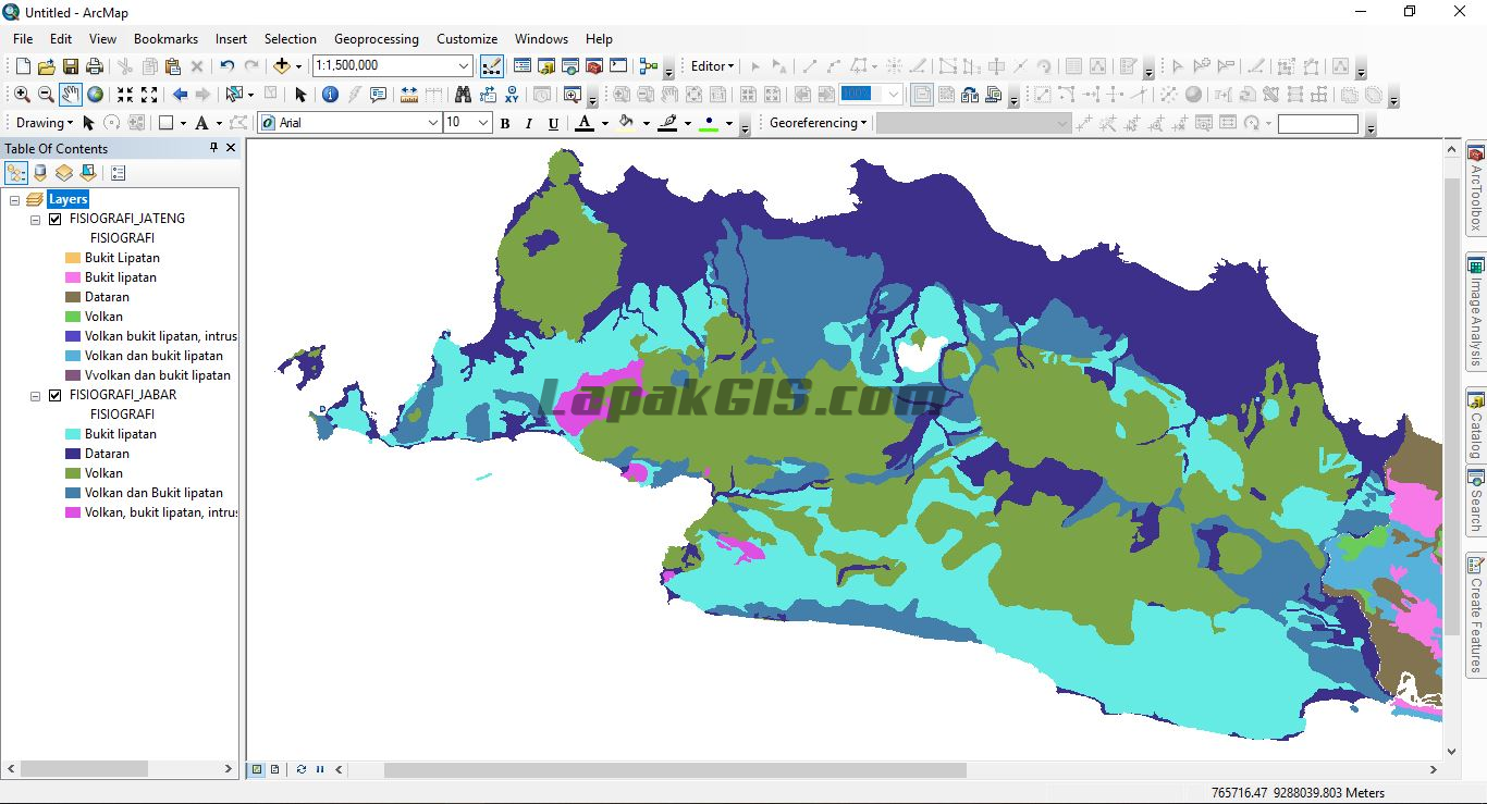 Shapefile Peta Fisiografi Pulau Jawa - Format SHP Gratis