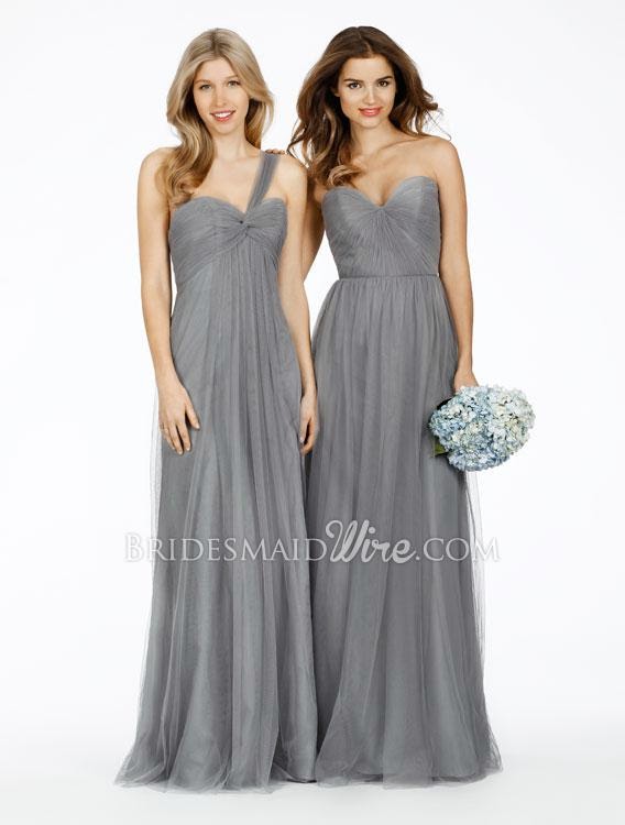 Grey Strapless Sweetheart Neck Ruched Long Bridesmaid Dress-2
