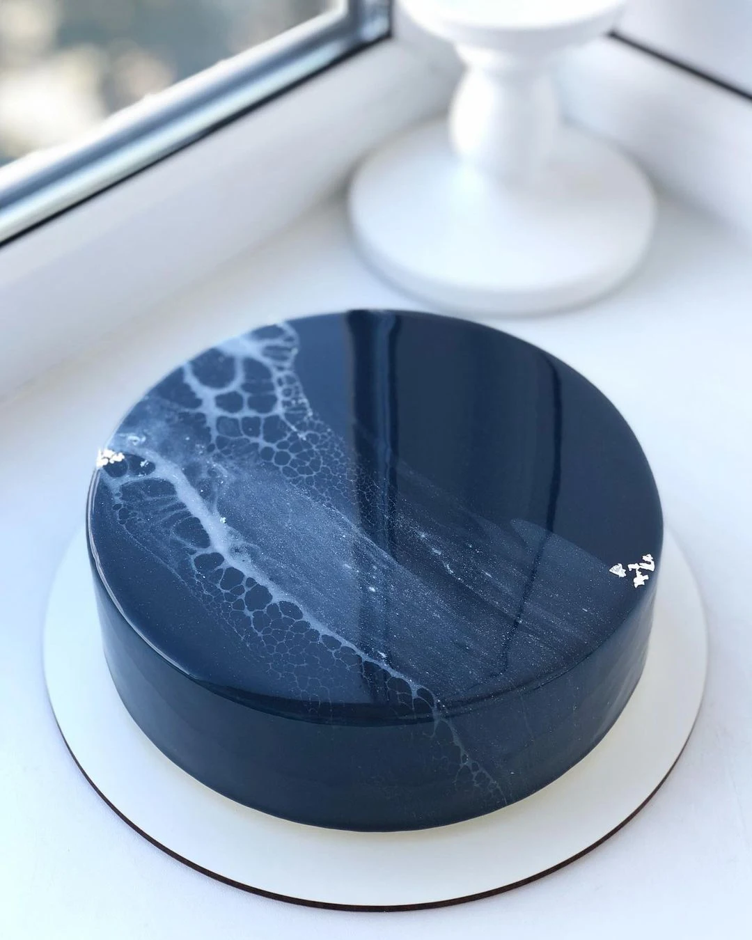Navy blue marble cake