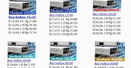 Harga Besi Hollow Per Batang Untuk Plafon, Pagar & Kanopi 